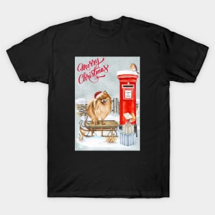 Funny Pomeranian Merry Christmas Santa Dog T-Shirt